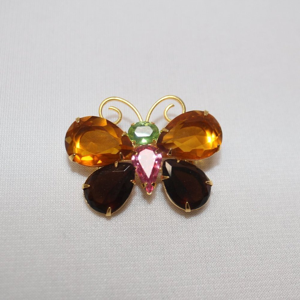 Joan Rivers Vintage Rhinestone Brooch Pin Butterfly - Picture 2 of 11
